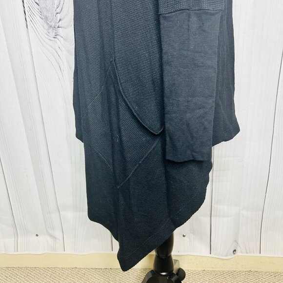 Splendid Womens Black Waffle Knit Wrap Hooded Open Front Cardigan Sz M - Picture 6 of 10